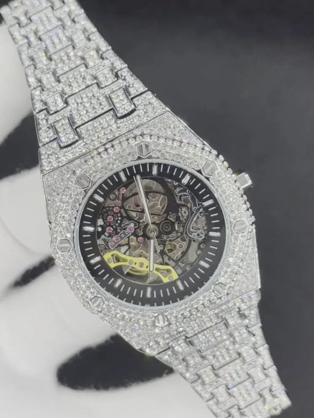 Self-Wind Mechanical Skeleton Iced Out Diamond Watch